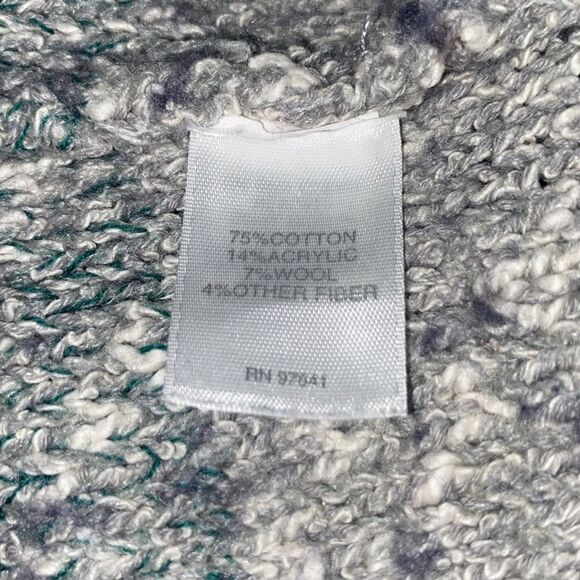 J. Jill Sz Med Grey Blue Green Striped Marled Cowl Neck Pullover Tunic Sweater - Picture 4 of 4